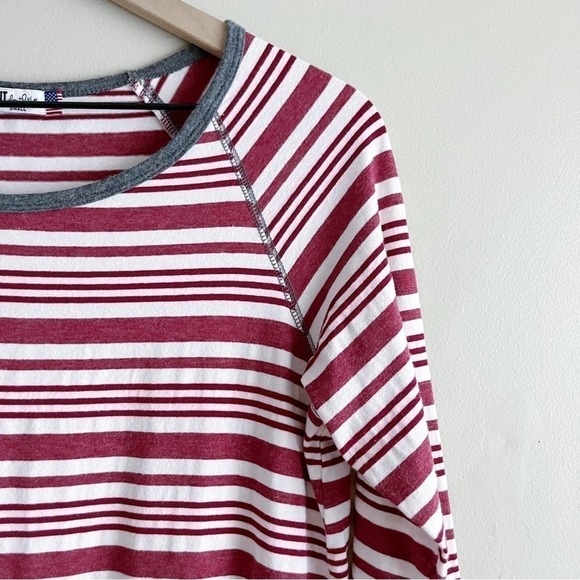 Kut from the Kloth Cotton Crewneck Long Sleeve Top in Maroon Striped, Size Small - Picture 4 of 9